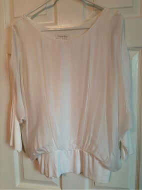 Cobblestone 100% Silk White Blouse with Dolman Sleeve Size Medium